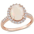 thumbnail image 1 of Opal and 0.36 CT. T.W. Diamond Halo Engagement Ring in 14K Gold, 1 of 6