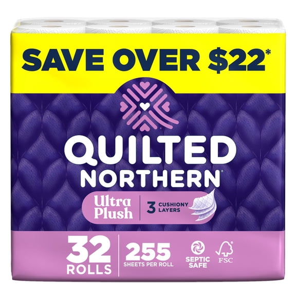 Quilted Northern Ultra Plush 3-Ply Toilet Paper, 32 rolls, 255 sheets/roll