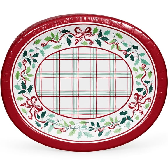 Member's Mark Holiday Oval Paper Plates, 10" x 12", 50 ct.