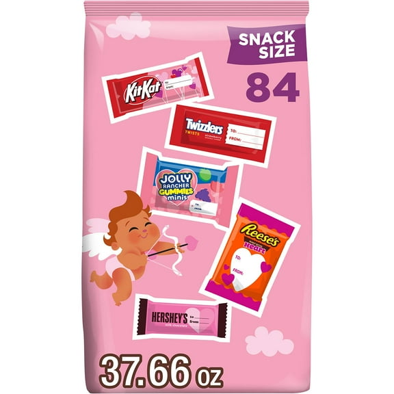 Hershey Valentine Assorted Flavored Snack Size Candy, 84 pcs.