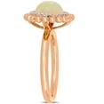 thumbnail image 4 of Ethiopian Blue Opal and Diamond Accent Double Halo Cocktail Ring in 14K Gold, 4 of 6