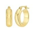 thumbnail image 1 of Wide Polished Gold Hoop Earring in 14K Gold, 1 of 5
