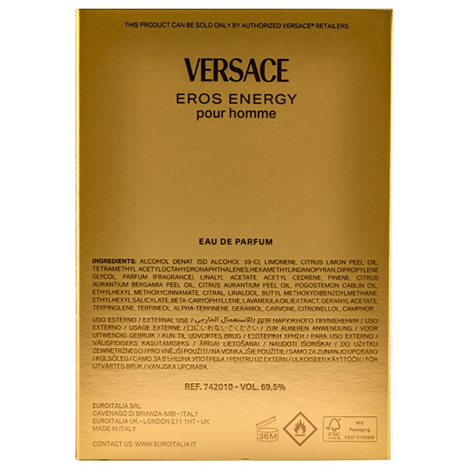 Versace Eros Energy Pour Homme Eau de Parfum, 3.4 fl. oz