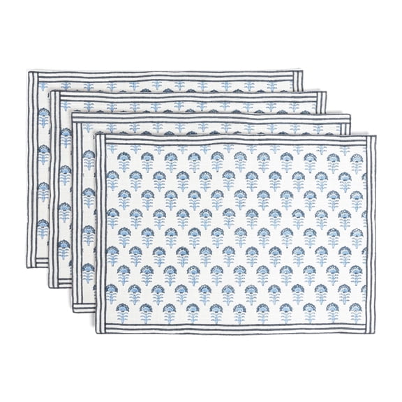 Over&Back 100% Cotton Hand-Blocked Placemats, Set of 4