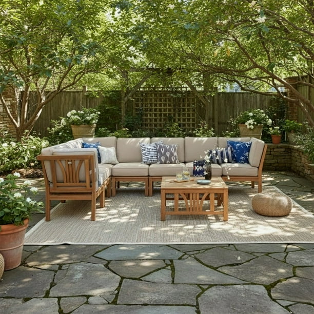 Cambridge Casual Catalina Teak Sectional Sofa Patio Set, 8pc