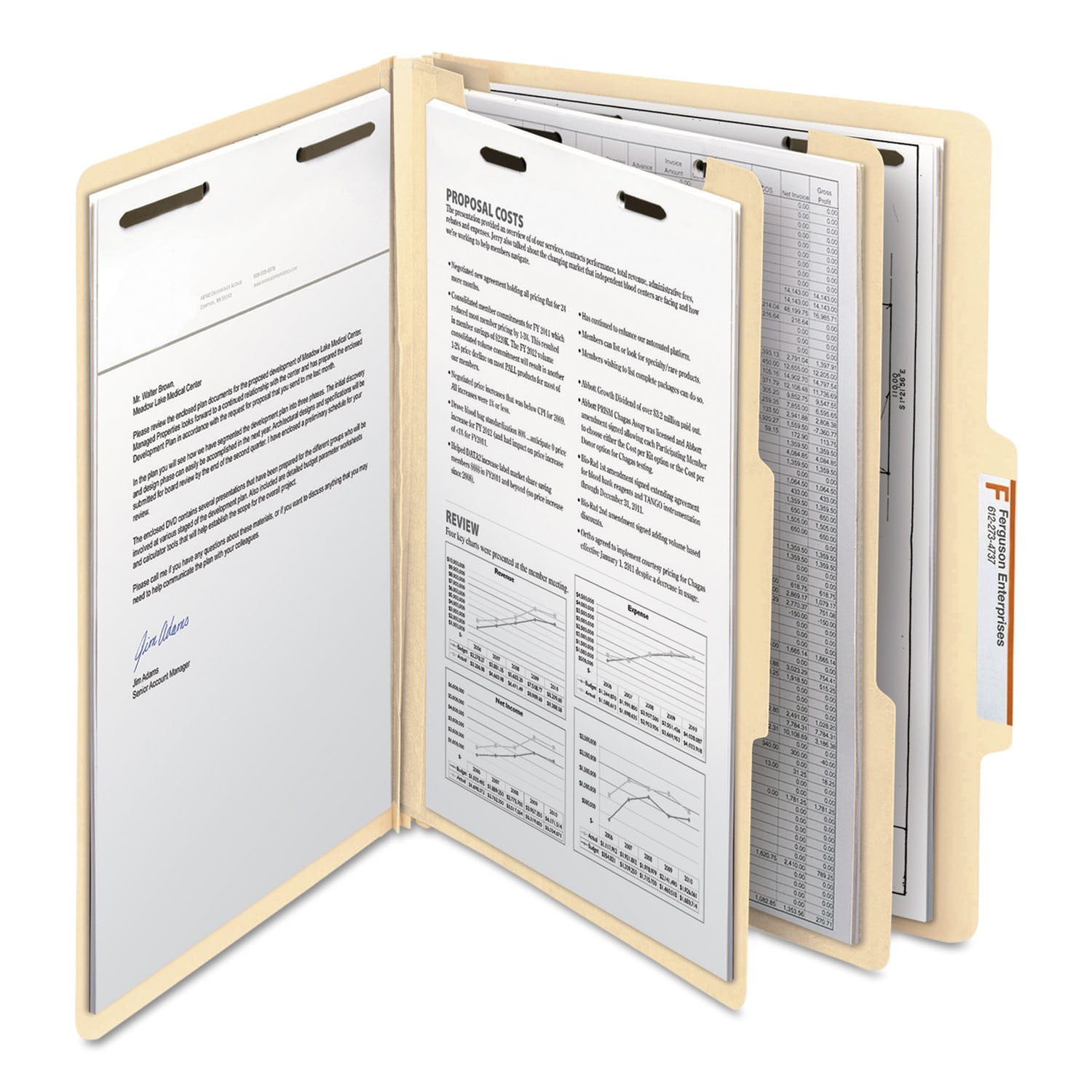 SARA-POP170 管理 M 0276 Smead 2/5 Cut Tab Six-Section Classification Folders with Divider