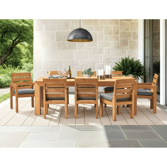 Member's Mark Newport Teak Dining Set with Sunbrella Fabric, 9pc