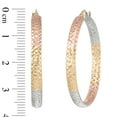 thumbnail image 4 of 14K Tri Color Brilliant Diamond Cut Round Hoop Earrings, 4 of 5