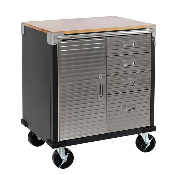 Seville Classics UltraHD 4-Drawer Rolling Cabinet, 28" W x 25" D x 34.5" H