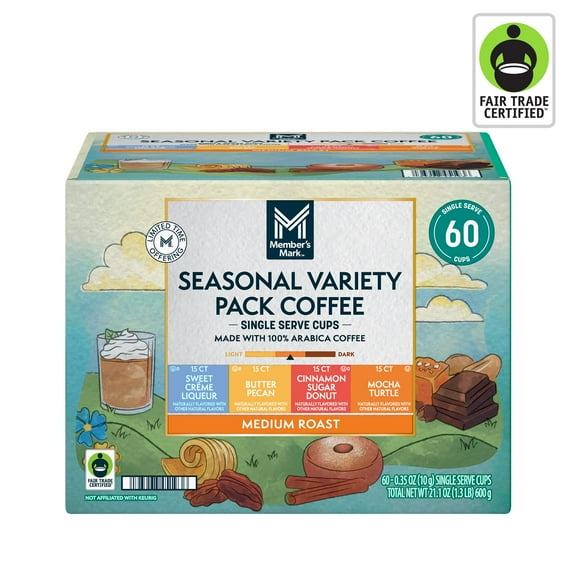 Member's Mark Medium Roast Spring Seasonal Coffee Pods, Variety Pack, 60 pk.