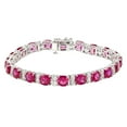 thumbnail image 1 of Cushion Cut Lab Created Gemstone Tennis Bracelet in Sterling Silver, 1 of 6