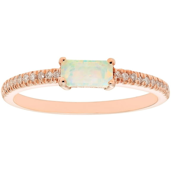 Baguette Cut Gemstone and 0.10 CT. T.W. Diamond Ring in 14K Gold