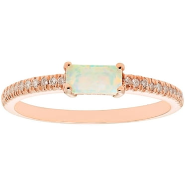 Baguette Cut Gemstone and 0.10 CT. T.W. Diamond Ring in 14K Gold