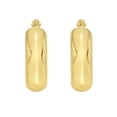 thumbnail image 3 of Wide Polished Gold Hoop Earring in 14K Gold, 3 of 5