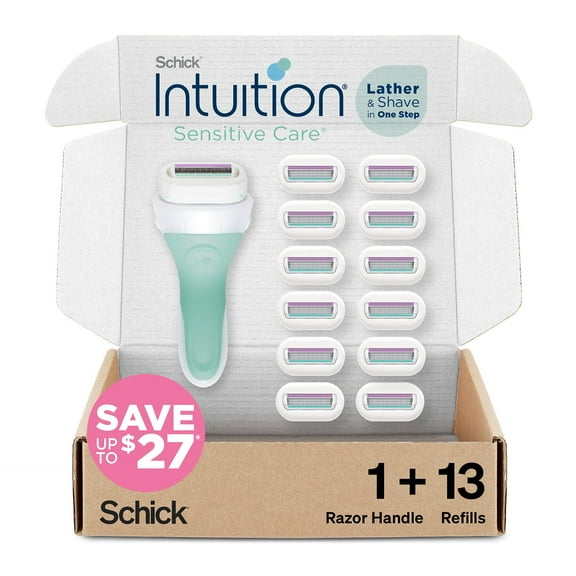 Schick Intuition Sensitive Razor, Handle + 13 Refills