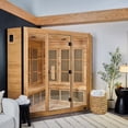 thumbnail image 1 of Backyard Discovery 4-Person Cedar Indoor Infrared Corner Sauna with Red Light Therapy and Chromotherapy, 1 of 14
