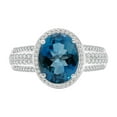 thumbnail image 1 of Treated London Blue Topaz & Halo Diamond Ring in 14K Gold, 1 of 5