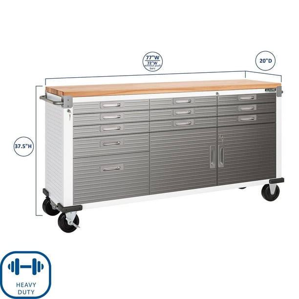 Seville Classics UltraHD 11 Drawer Rolling Workbench, 77