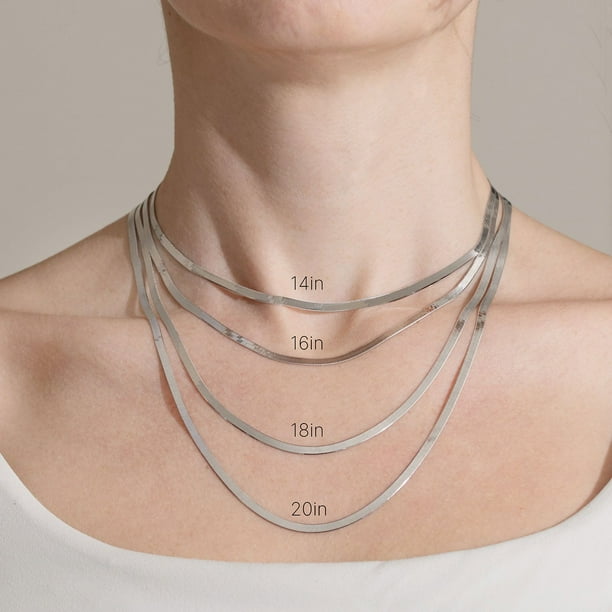 Italian Sterling Silver Herringbone Chain Necklace
