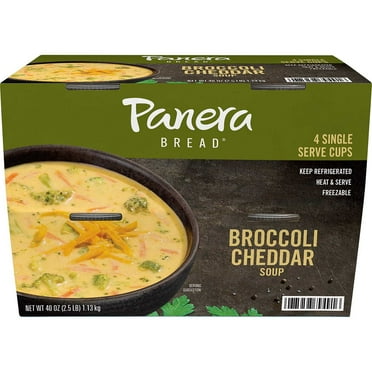 Panera Bread Ready-to-Heat Broccoli Cheddar Soup, 40 oz, 4 Single Serve Cups (Refrigerated)