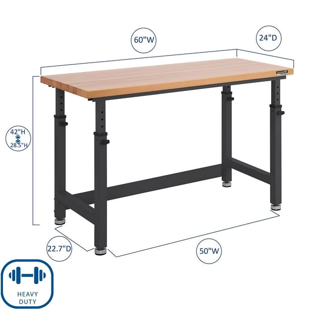 Seville Classics UltraHD Height Adjustable Workbench, 60