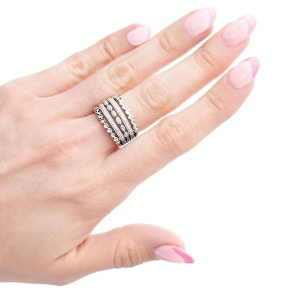 0.24 CT. T.W. Diamond Multi Row Ring in Sterling Silver - Samsclub.com