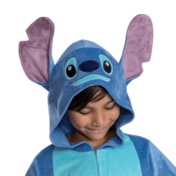 Disney Costumes | Disney Blue Stitch Kids Plush Hooded Onesie Costume | Color: Blue | Size: Unisex 8-10