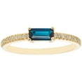 thumbnail image 1 of Baguette Cut Gemstone and 0.10 CT. T.W. Diamond Ring in 14K Gold, 1 of 5