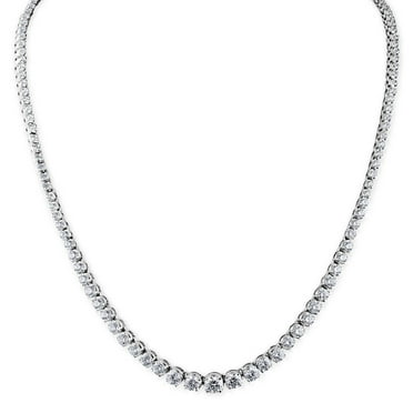 Round Cut Diamond Riviera Tennis Necklace in 14K Gold