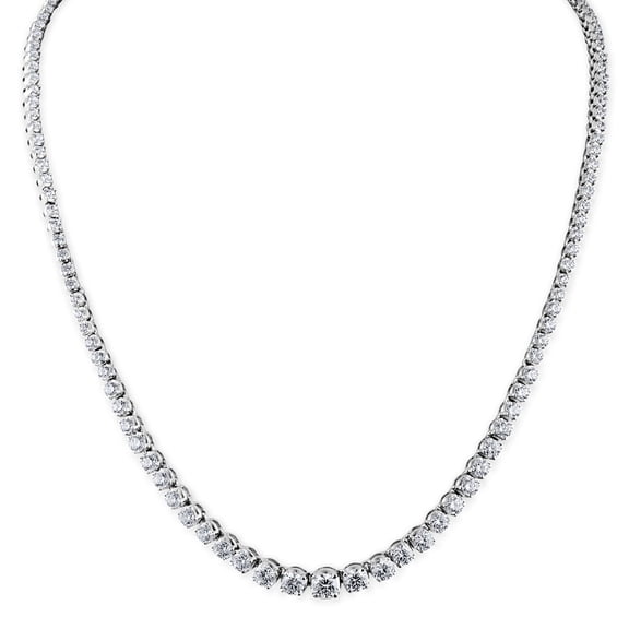 Round Cut Diamond Riviera Tennis Necklace in 14K Gold