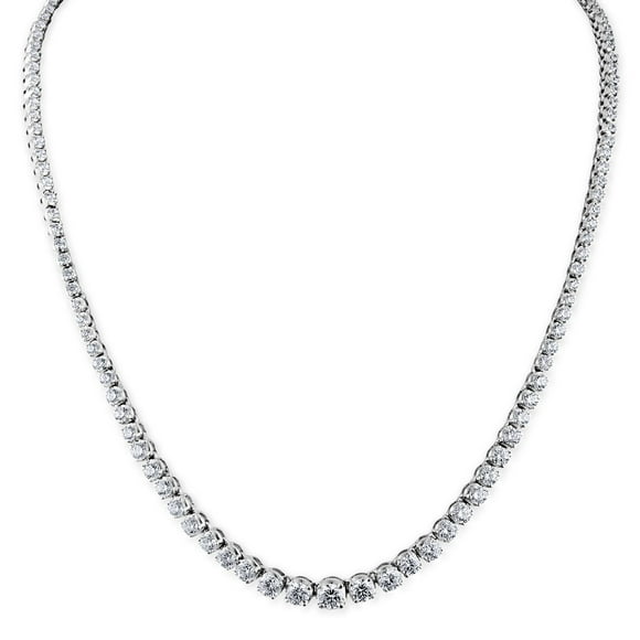 Round Cut Diamond Riviera Tennis Necklace in 14K Gold