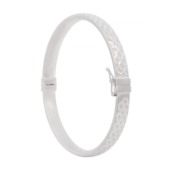 Italian Diamond Cut Satin Finish Matte Bangle in Sterling Silver
