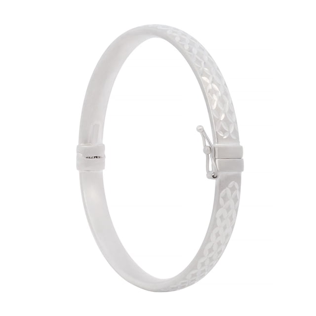 Italian Diamond Cut Satin Finish Matte Bangle in Sterling Silver
