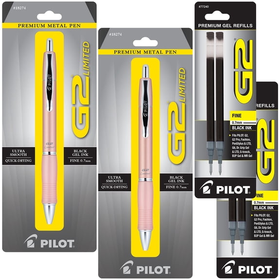 Pilot G2 Limited Premium Retractable Gel Ink Pen Bundle, Fine Point, 0.7 mm, Black Ink