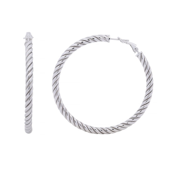 Italian Twisted Hoop Earrings in Sterling SIlver