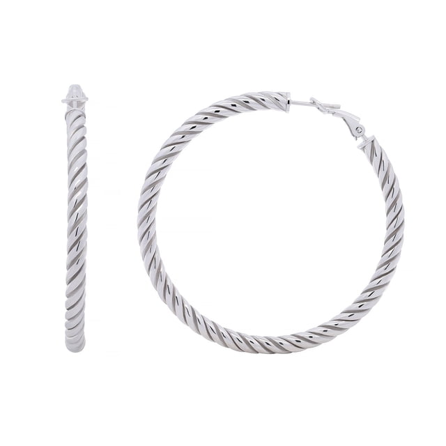 Italian Twisted Hoop Earrings in Sterling SIlver