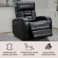thumbnail image 2 of Bronston Top Grain Leather Power Theater Recliner, Black, 2 of 9