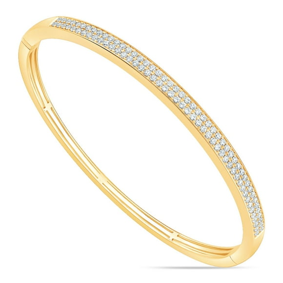 1.00 CT. T.W. Round Cut Pave Diamond Bangle Bracelet in 14K Gold