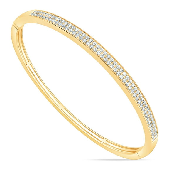 1.00 CT. T.W. Round Cut Pave Diamond Bangle Bracelet in 14K Gold