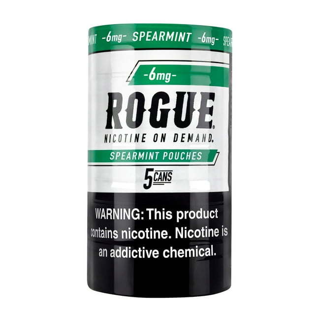 Rogue Oral Tobacco Nicotine Pouches, Spearmint, 6 mg, 20 ct., 5 pk.