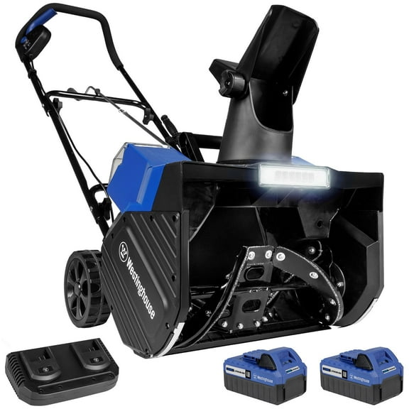 Westinghouse 18 Inch Wide 48V Cordless Snow Blower With LED Light + (2) 24V 4Ah Batteries / Dual Port Fast Charger