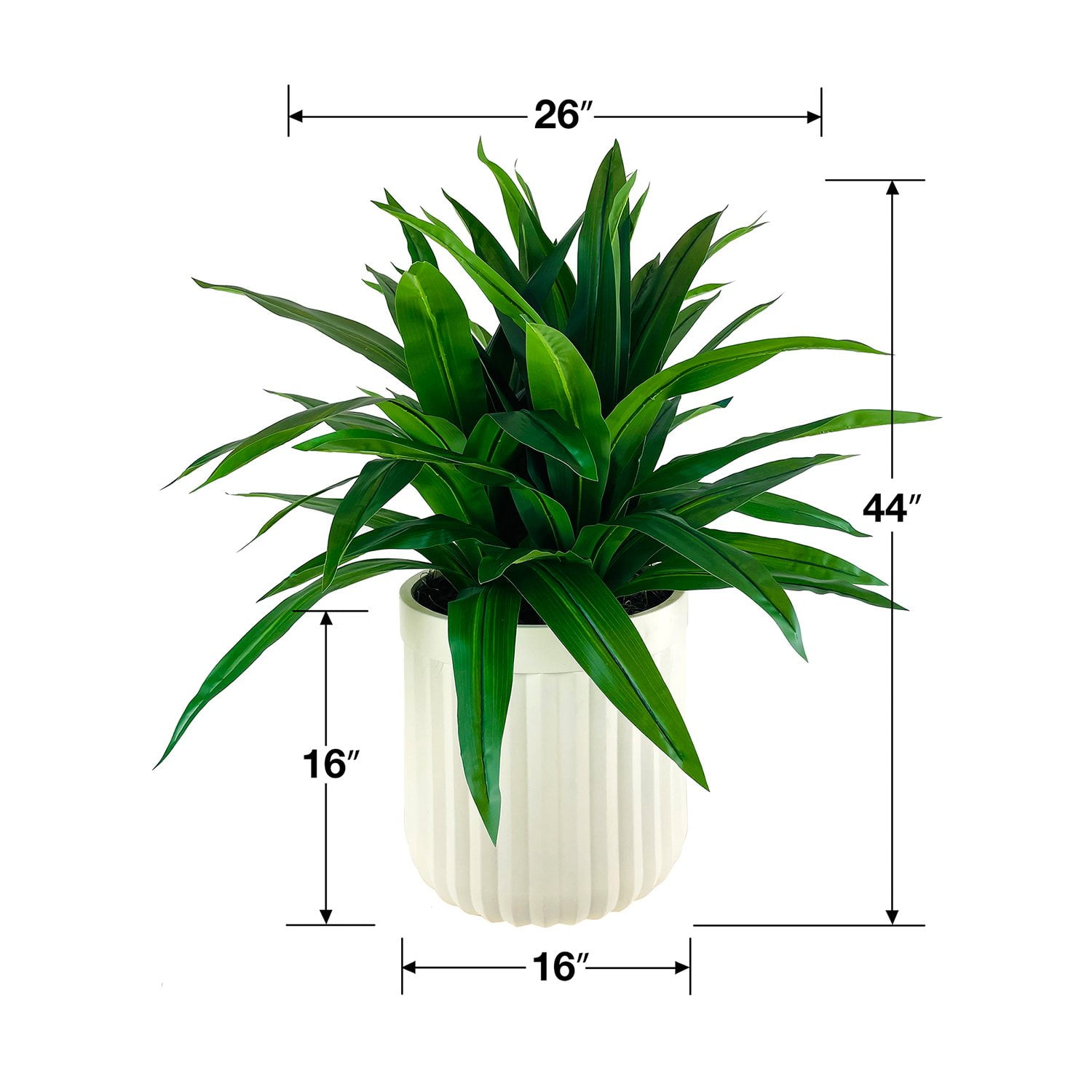 LCG Sales Artificial Premium Dracaena Plant in Fluted Off White Pot 44':- 44'