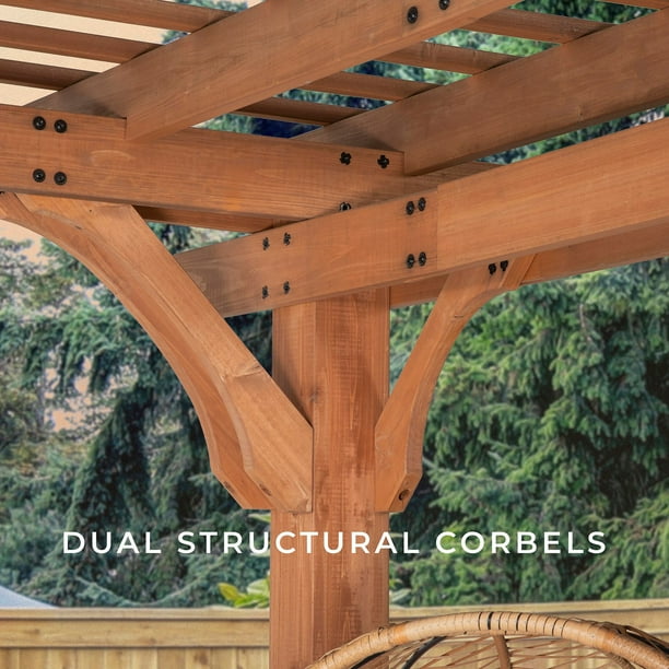 Backyard Discovery Beaumont Cedar Pergola with Trellis Roof and
