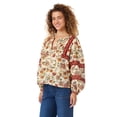 thumbnail image 3 of BILA Women's Printed Pintuck Long Sleeve Cotton Top, 3 of 9