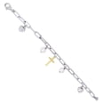 thumbnail image 2 of Paperclip Cross Pearl Bracelet in Italian Sterling Silver and 14K Gold, 2 of 4