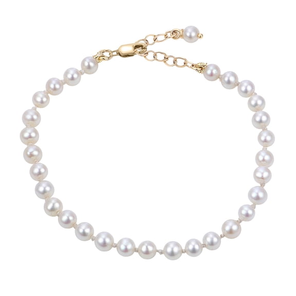 Children's 5" w/.5" Extender 4-4.5mm Cultured Freshwater Pearl Bracelet in 14K Gold