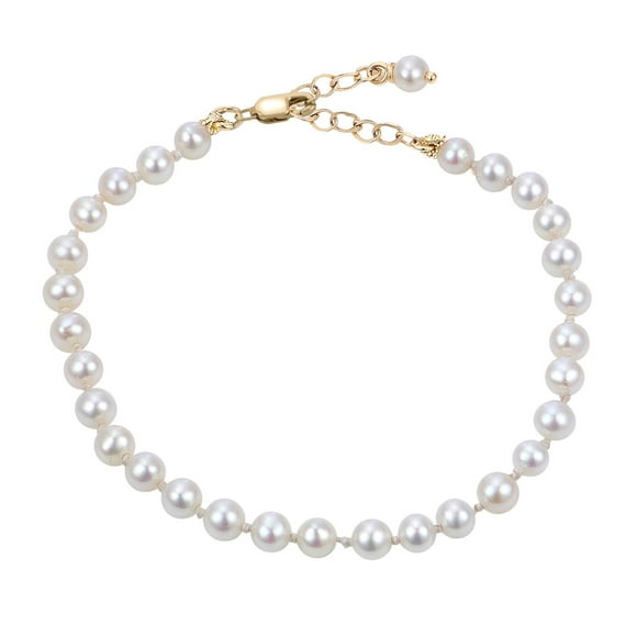 Children's 5" w/.5" Extender 4-4.5mm Cultured Freshwater Pearl Bracelet in 14K Gold