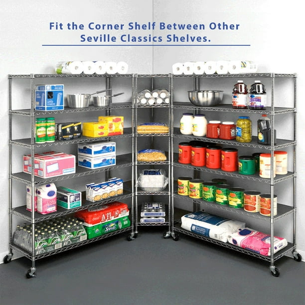 Seville Classics NSF Heavy-Duty Steel 6 Level Corner Shelf, 28