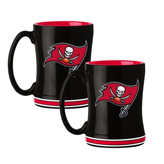 Logo Brands Tampa Bay Buccaneers 14oz Relief Mug Set