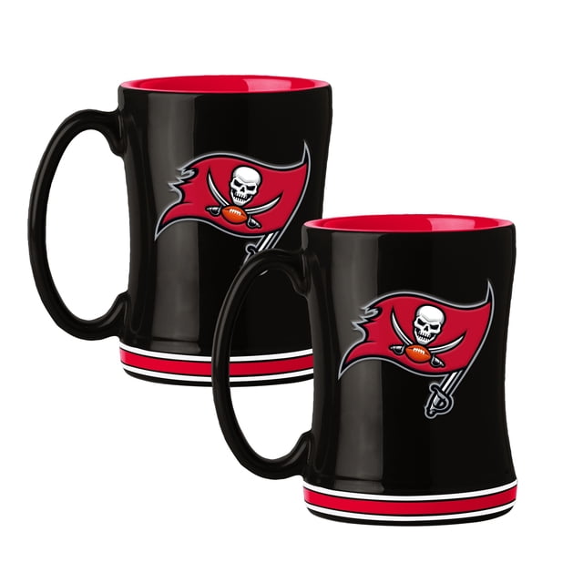 Logo Brands Tampa Bay Buccaneers 14oz Relief Mug Set